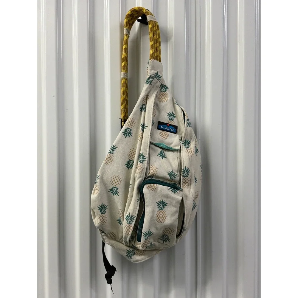 KAVU Rope Bag Sling Backpack Women OS Cream Pineapple Good Canvas Crossbody